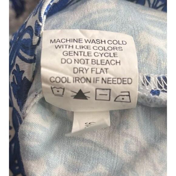 Mud Pie Sleeveless Embroidered Blue Paisley Shift Dress Cotton Stretch Medium - Picture 14 of 14